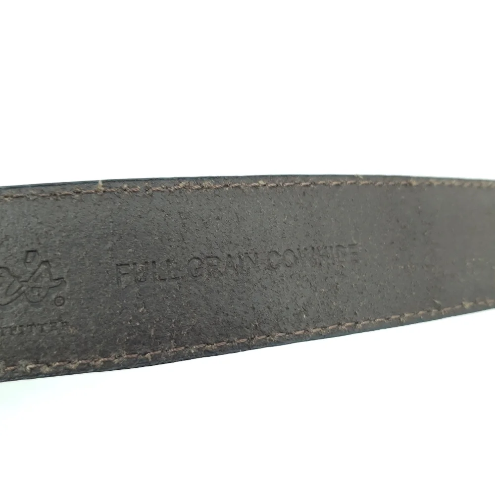 Cabela's Cognac Tan Leather Full Grain Cowhide Belt Gold Tone Buckle Size 42 - Picture 7 of 8